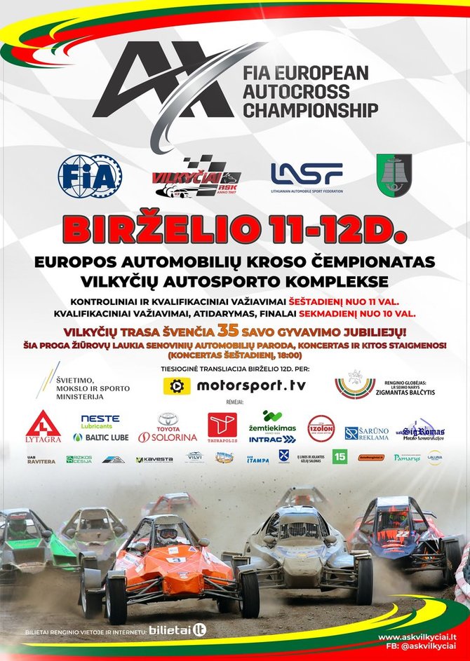 Aiškėja užsienio lenktynininkų pajėgos, atvyksiančios į Europos automobilių kroso čempionato etapą Vilkyčiuose
